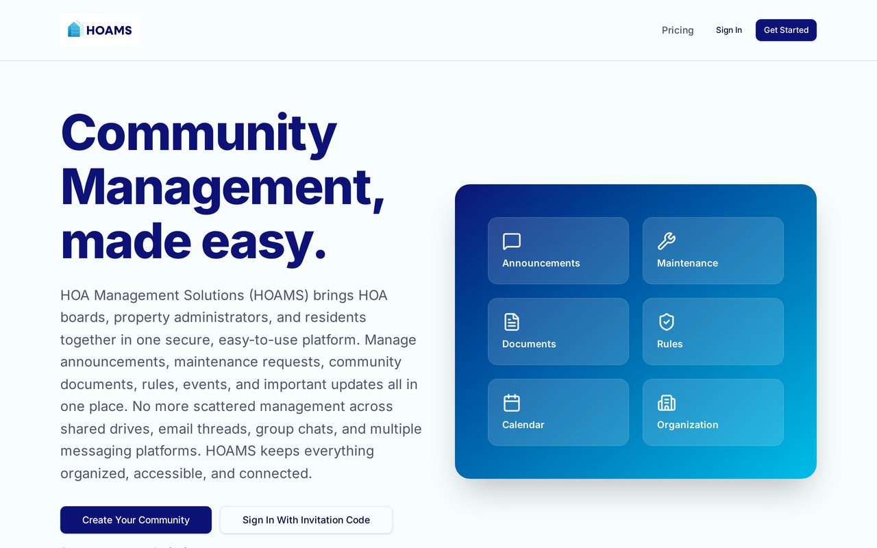 HOA Management Solutions home page